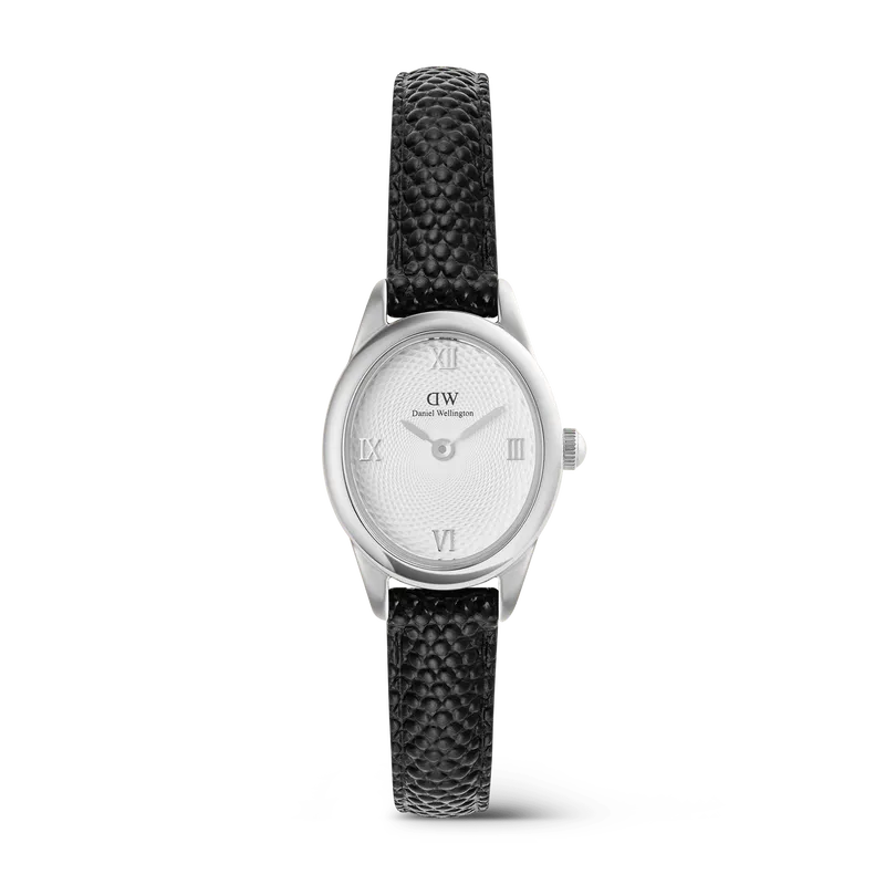 Ophelia Mini Black Lizard White Guilloché Silver