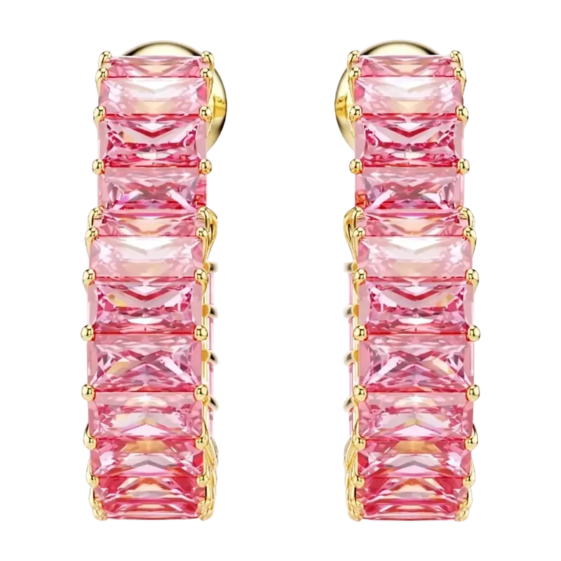 Matrix Hoop Earrings Heart Small Pink Gold
