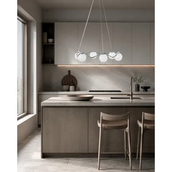 Circle of Life Chandelier Ø91cm/Ø15cm Globes Opal Glass/Chrome