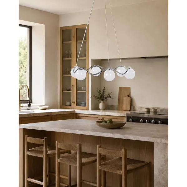 Circle of Life Chandelier Ø91cm/Ø15cm Globes Opal Glass/Chrome