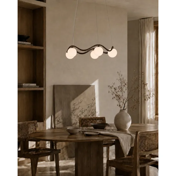 Circle of Life lysekrone Ø65cm/Ø11cm globes opalglas/bruneret messing