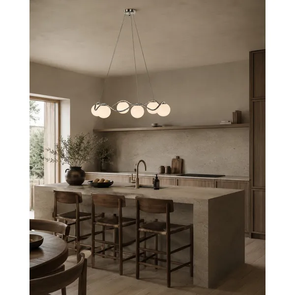 Circle of Life Chandelier Ø91cm/Ø15cm Globes Opal Glass/Chrome