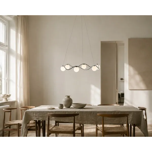 Circle of Life Chandelier Ø91cm/Ø11cm Globes Opalglas/Messing med Bruneret Finish