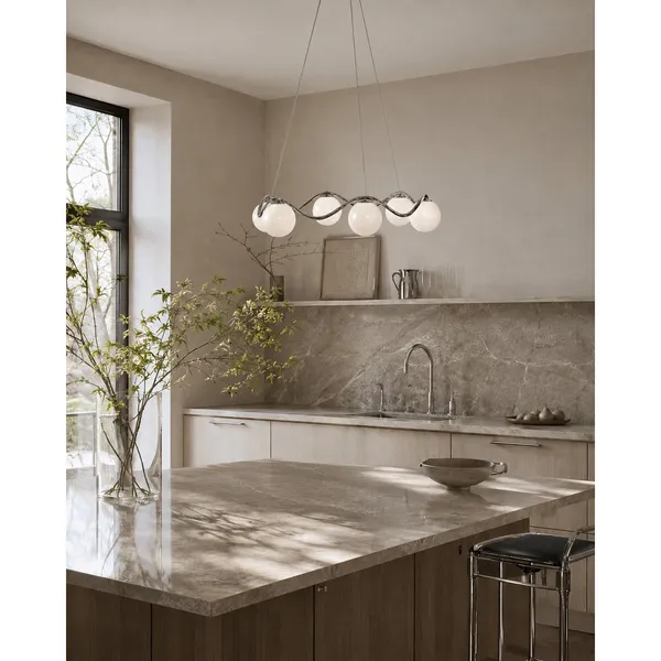 Circle of Life Chandelier Ø91cm/Ø15cm Globes Opal Glass/Chrome