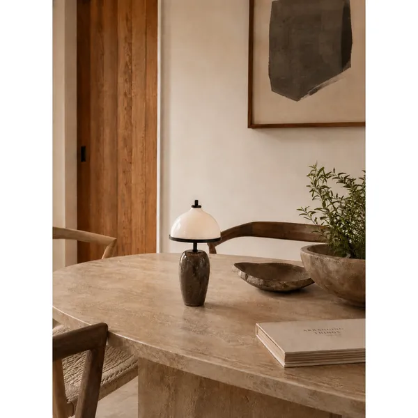 Eternal Moonlight Portable Lamp Ø12cm Brown Marble/Burnished Brass