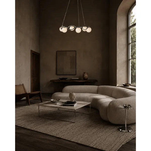 Circle of Life Chandelier Ø91cm/Ø15cm Globes Opal Glass/Chrome