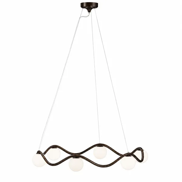 Circle of Life Chandelier Ø91cm/Ø11cm Globes Opalglas/Messing med Bruneret Finish