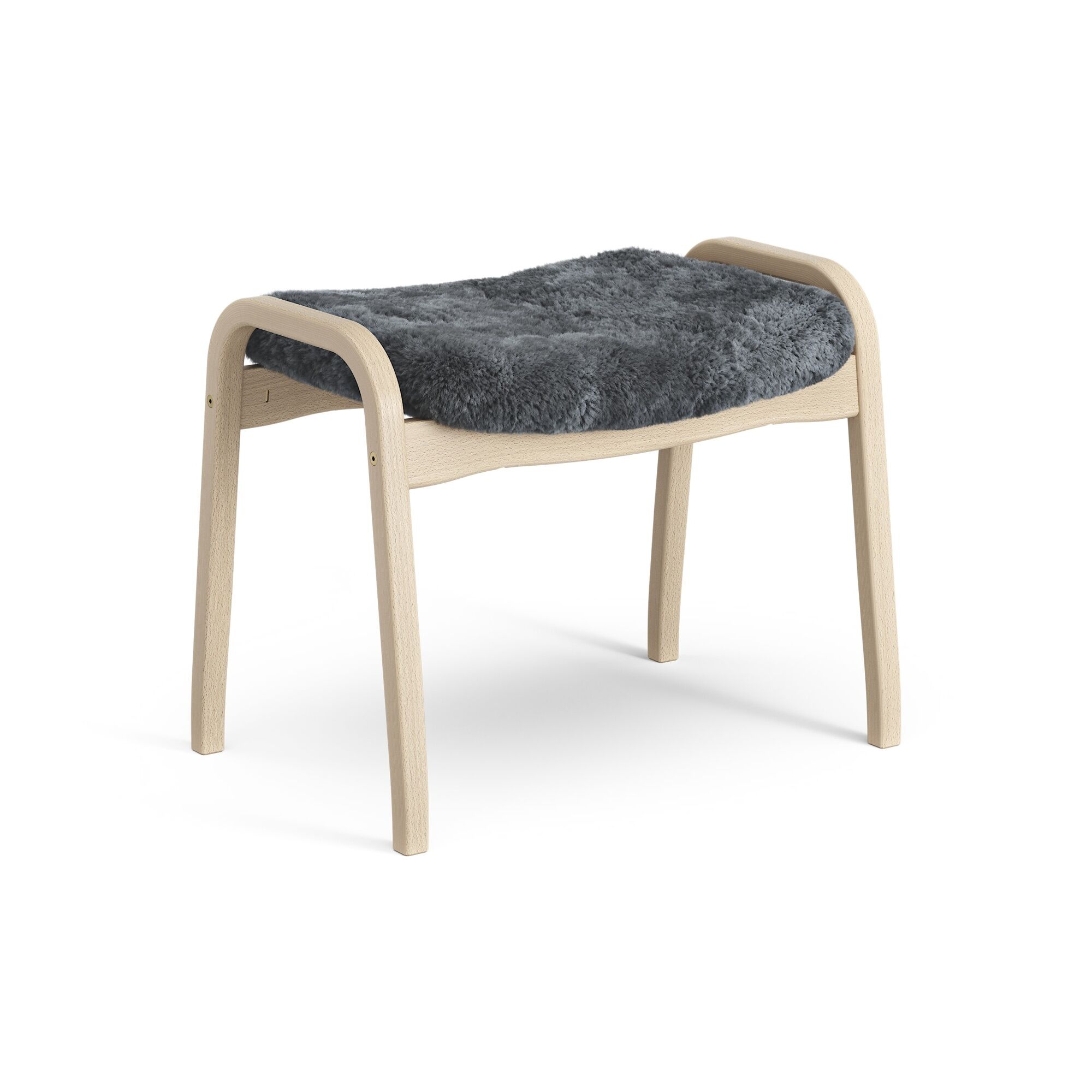 Lamino Fotskammel Lakkert Bøk/Kull/Fåreskinn