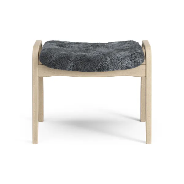 Lamino Footstool Lacquered Beech/Coal/Sheepskin