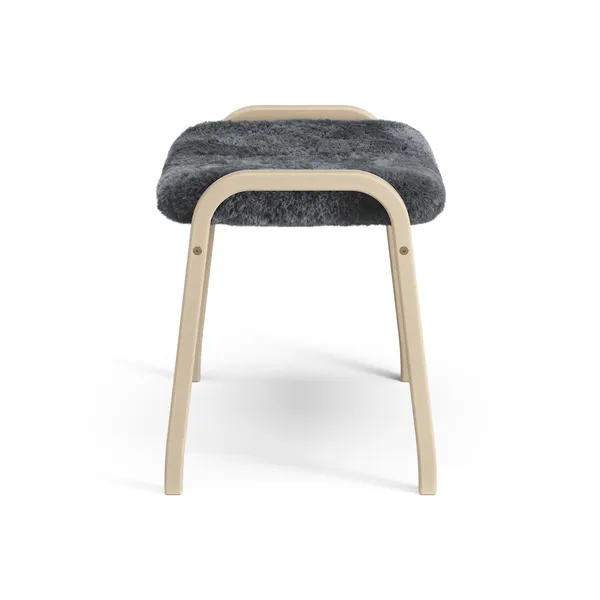 Lamino Footstool Lacquered Beech/Coal/Sheepskin