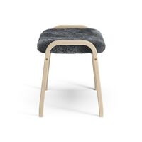 Lamino Footstool Lacquered Beech/Coal/Sheepskin