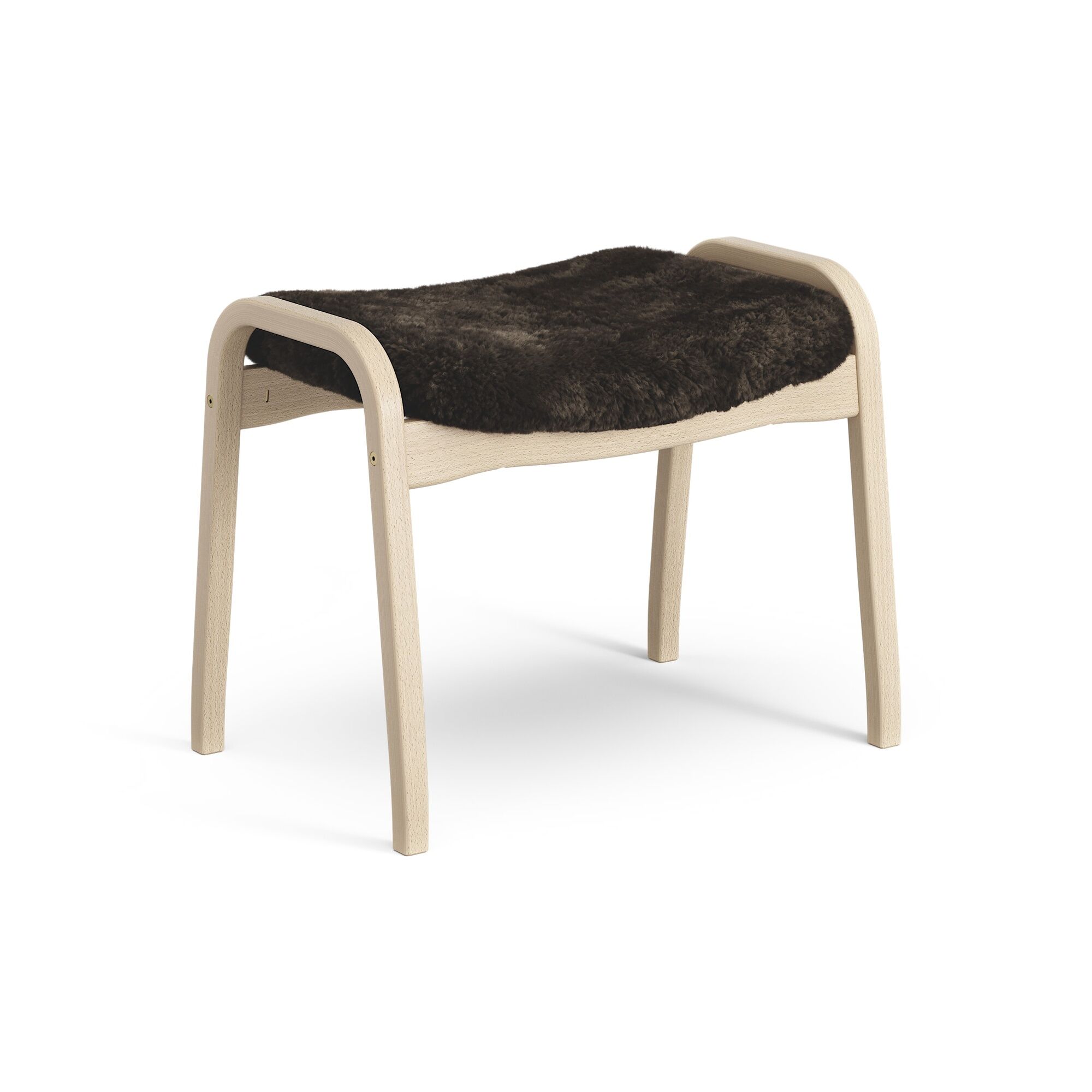 Lamino Repose-Pieds Hêtre Laqué/Espresso/Peau de Mouton