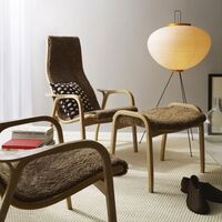 Lamino Footstool Lacquered Beech/Sahara/Sheepskin
