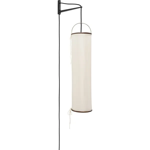 Silk Lantern Væglampe Naturlig Hvid Silke/Sort