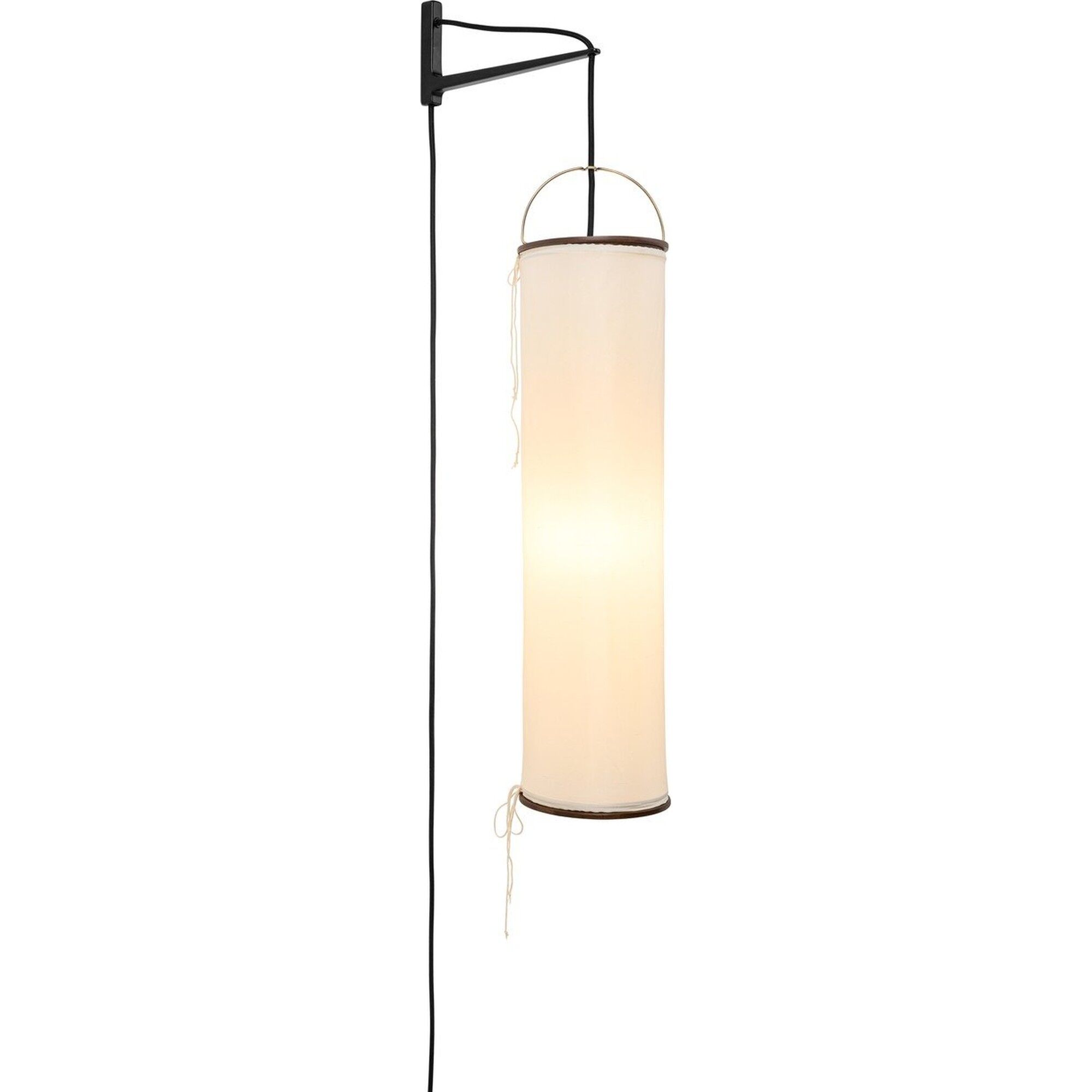 Silk Lantern V&auml;gglampa Naturlig Vit Siden/Svart