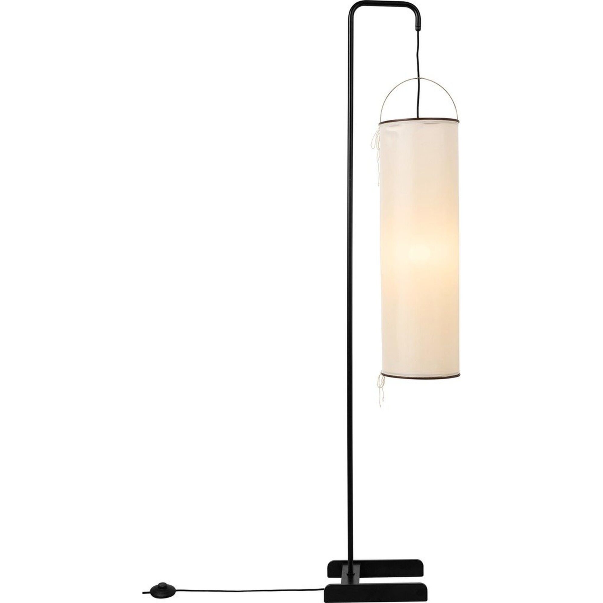 Silk Lantern Gulvlampe Naturlig Hvit Silke/Svart