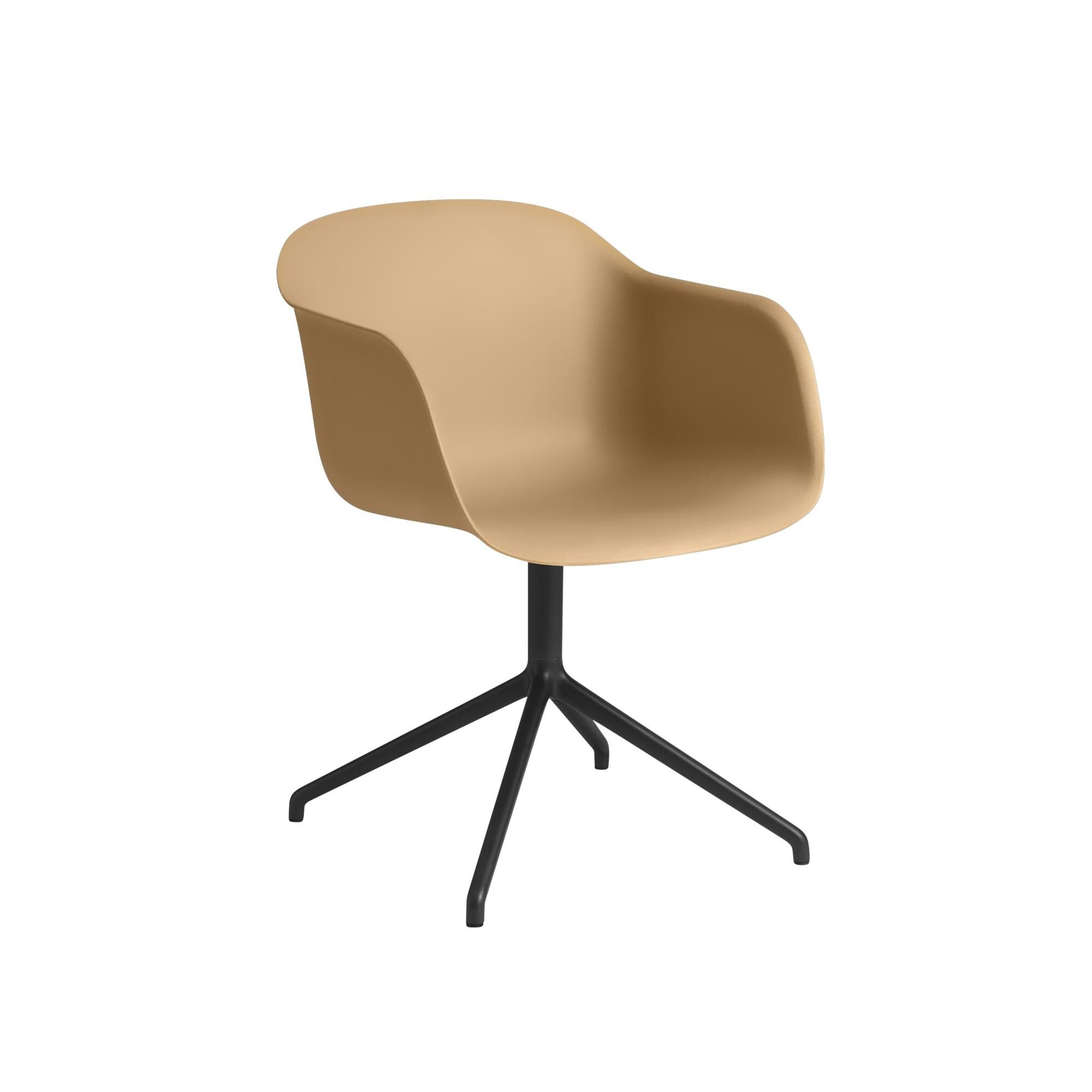 Fiber Spisebordsstol med Armln og Swivel Base Ochre/Sort