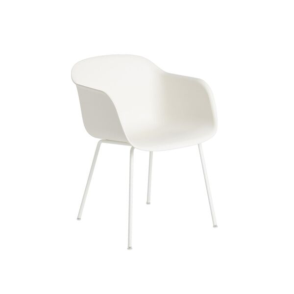Fiber Eettafel Chair m. Armleuningen en Tube Lampenvoet Wit