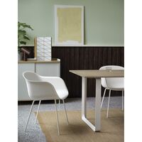 Silla de Comedor de Fibra con Reposabrazos y Base de Tubo Blanco