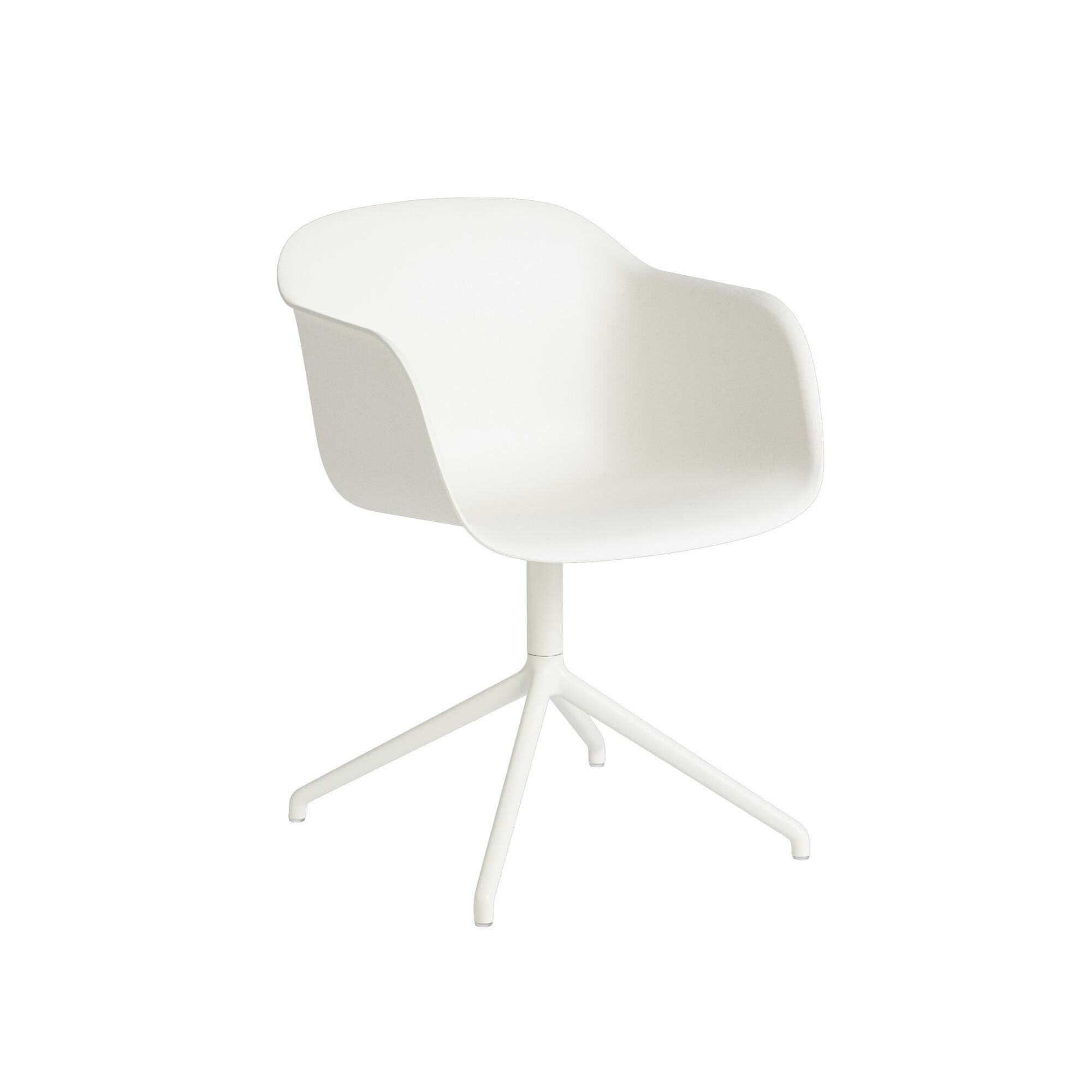 Fiber Spisebordsstol med Armln og Swivel Base Hvid