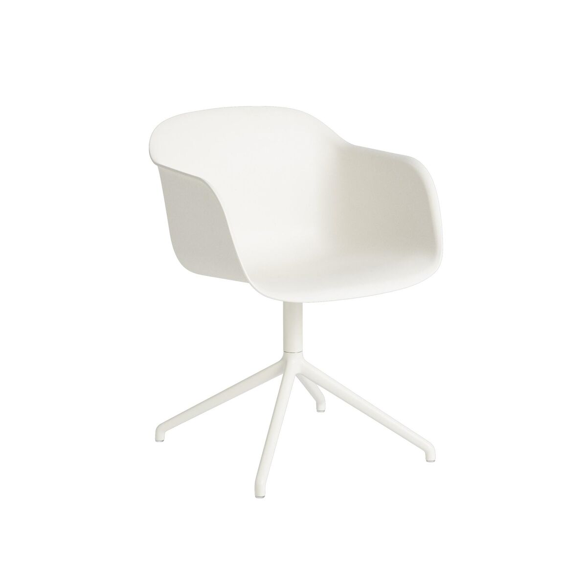 Fiber Spisebordsstol med Armlæn og Swivel Base Hvid