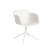 Fiber Spisebordsstol med Armlæn og Swivel Base Hvid