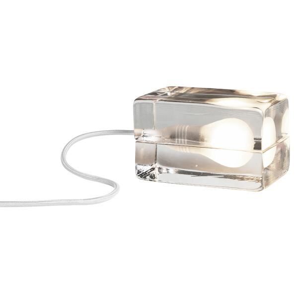 Blocklampa Bordslampa Klarglas Vit Sladd