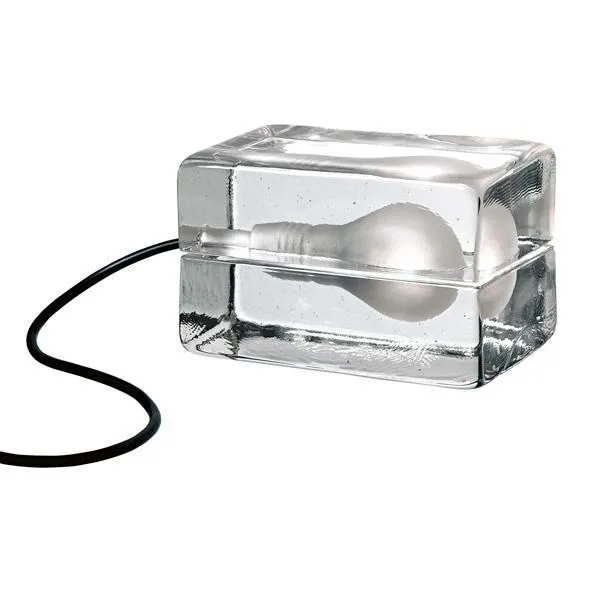 Block Lamp Table Lamp Clear Glass Black Cord