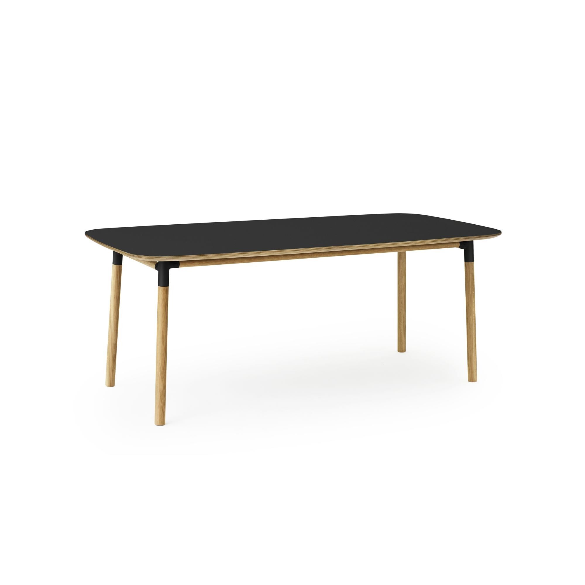 Form Table de Salle à Manger 95 x 200 cm Noir/Chêne