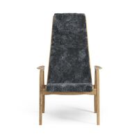 Lamino Hoge Fauteuil Geolied Eiken/Kool/Schapenhuid
