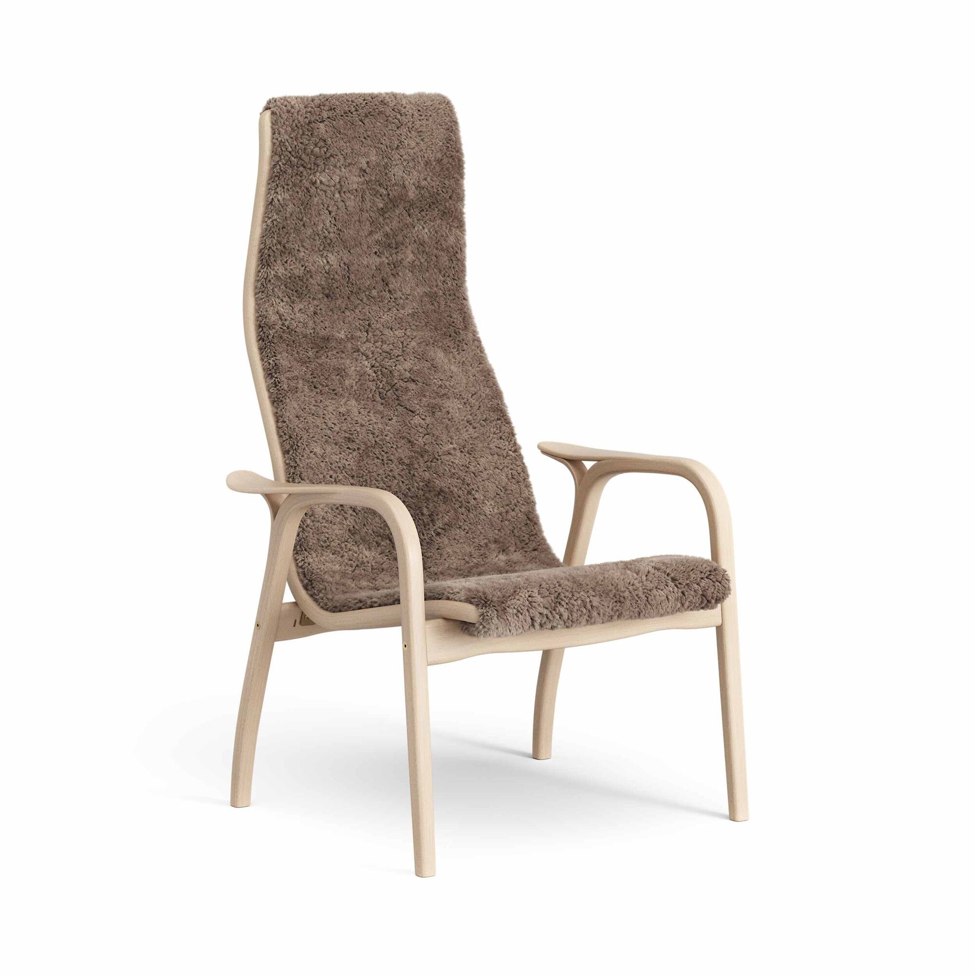Lamino Fauteuil Haut Hêtre Laqué/Sahara/Peau de Mouton