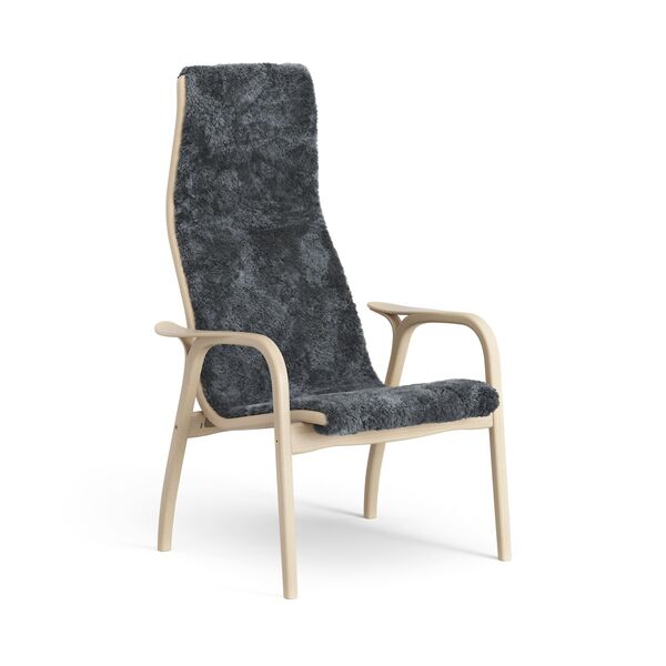 Lamino Hoge Fauteuil Gelakt Beuken/Kool/Schapenhuid