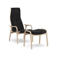 Lamino Sessel mit Fußhocker Hoch Lackiert Buche Eiche/ Schwarz/Schaffell