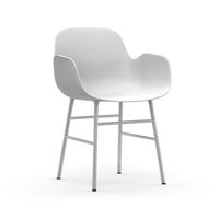 Form Dining Chair with Armrests White/ White Steel