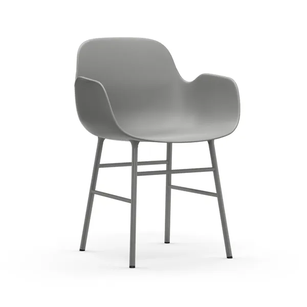 Silla de Comedor con Reposabrazos Form Gris/acero Gris