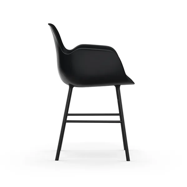 Form Dining Chair with Armrests Black/ Black Steel