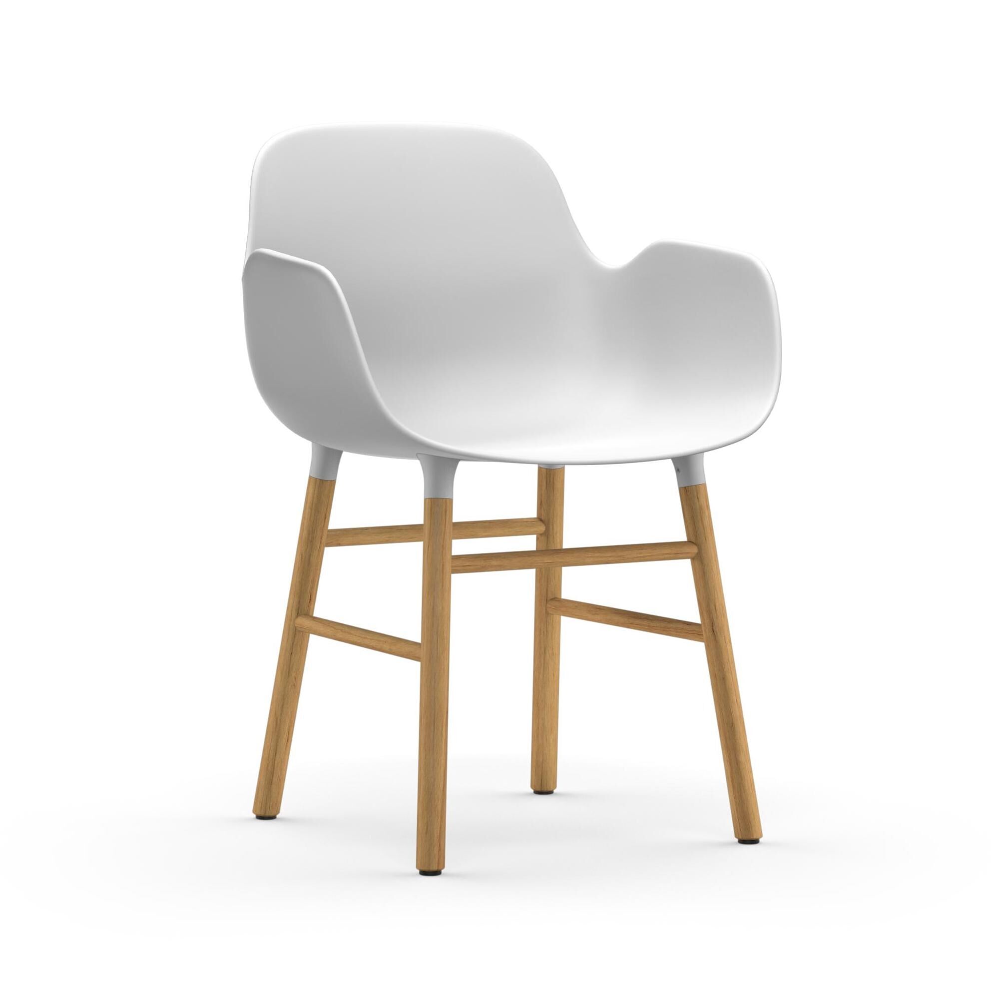 Form Spisestuestol med Armlener Hvit/ Eik