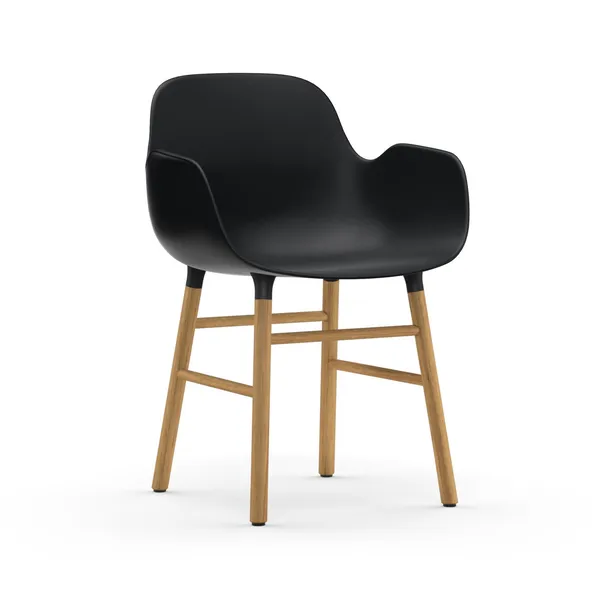 Silla de Comedor con Reposabrazos Form en Negro y Roble