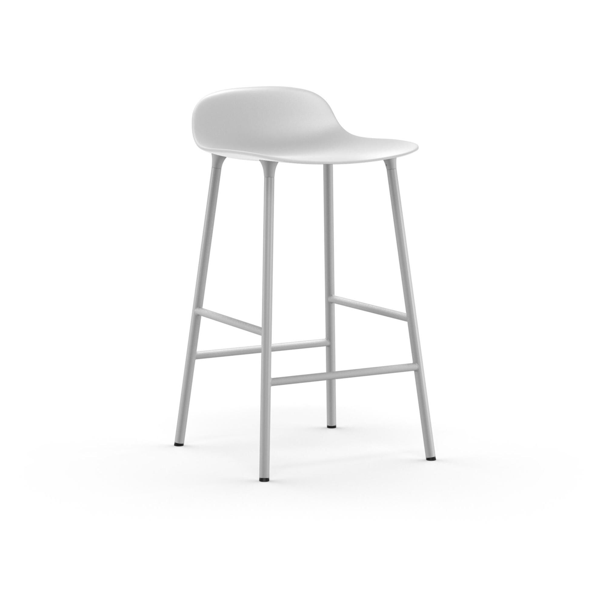 Form Tabouret de Bar H65 cm Blanc/ Acier Blanc