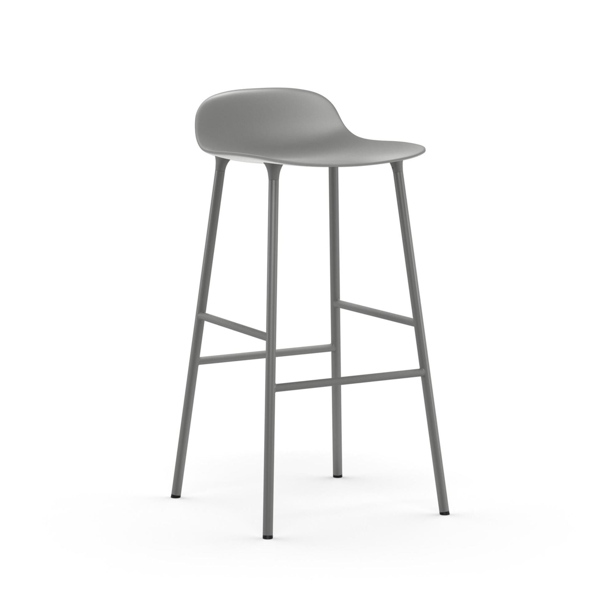 Form Barstol H75 cm Grå/Grå Stål