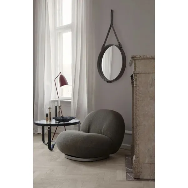 Adnet Wall Mirror Circular Tan Leather Ø58 cm