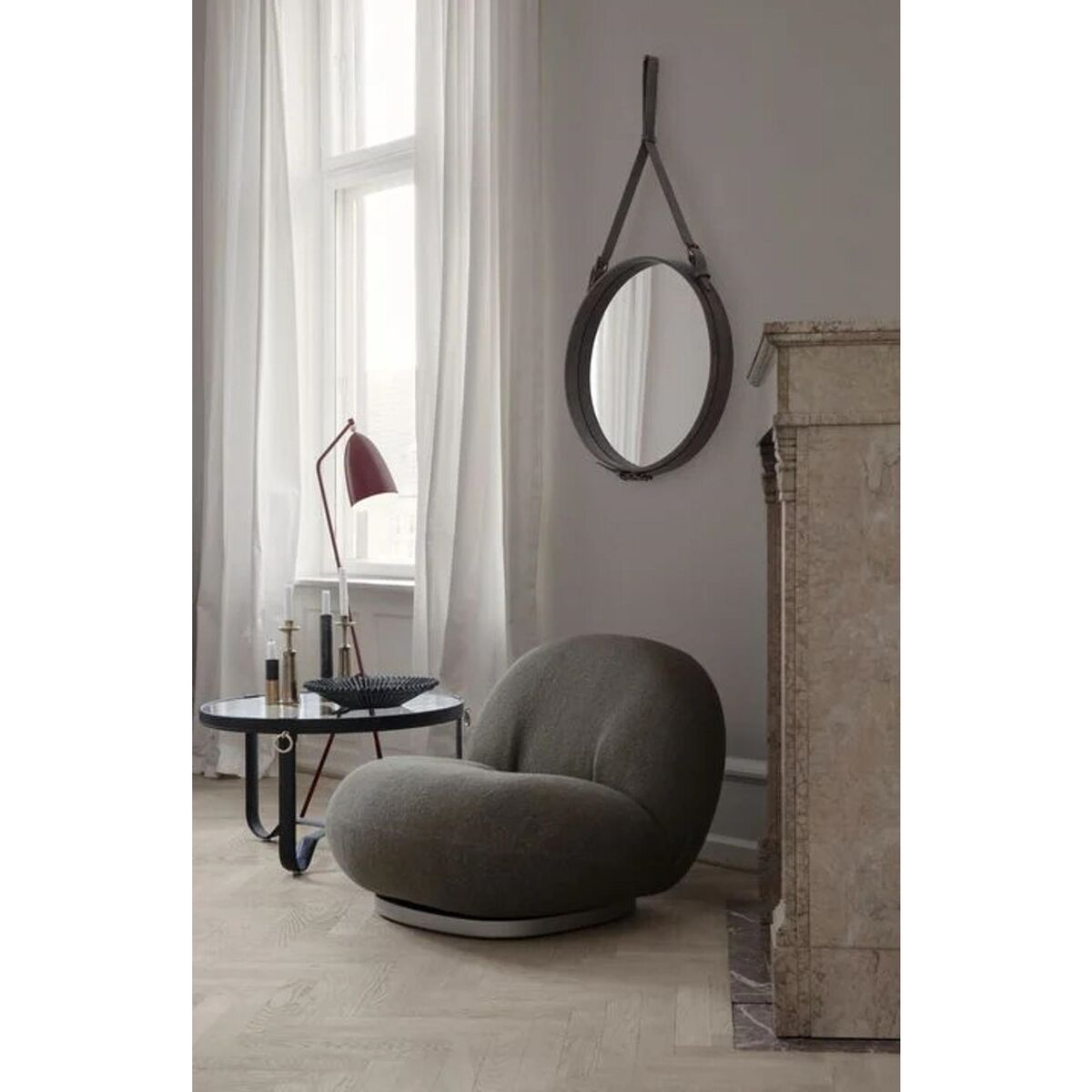 Adnet Tan Leder Ø58 cm