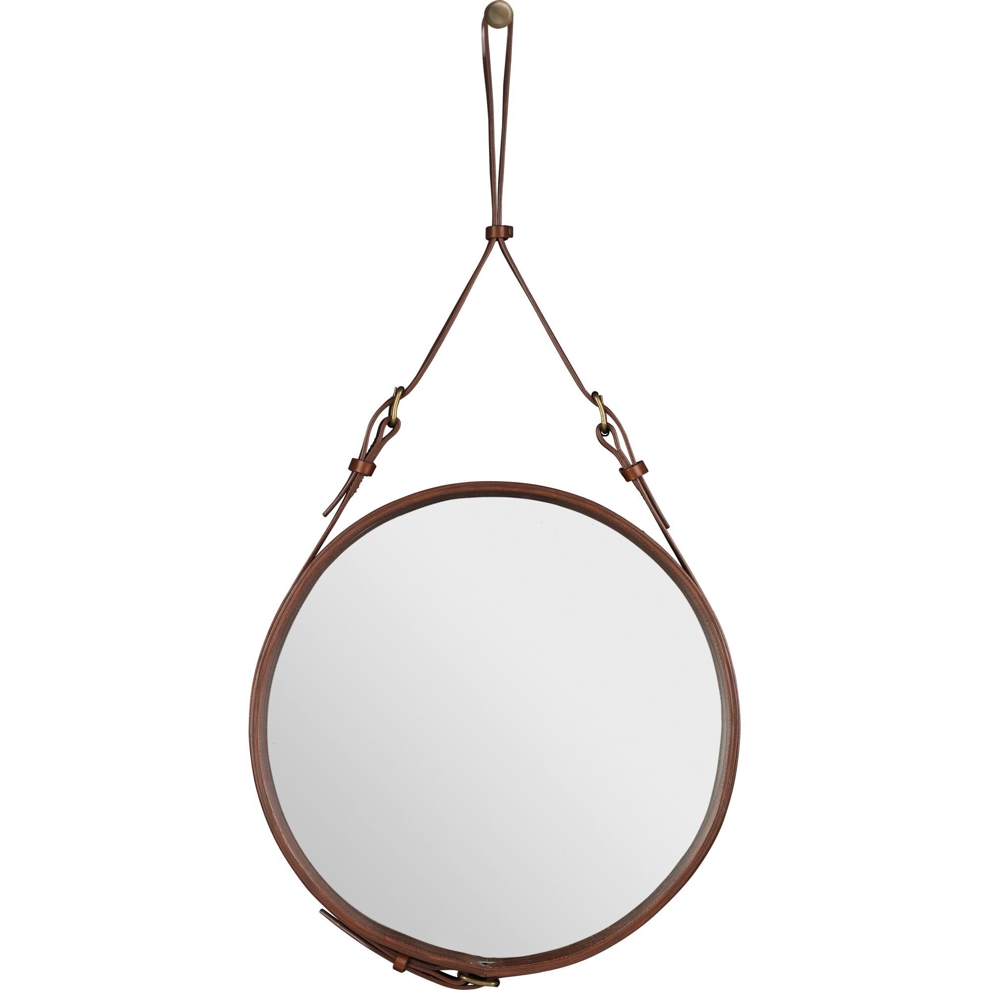 Adnet Miroir Mural Circulaire Ø45 cm Cuir Tanné