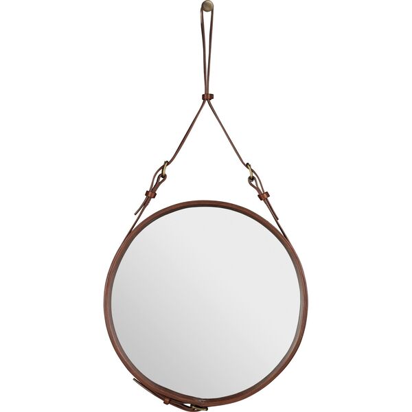 Adnet Wandspiegel Rund Tan Leder Ø45 cm