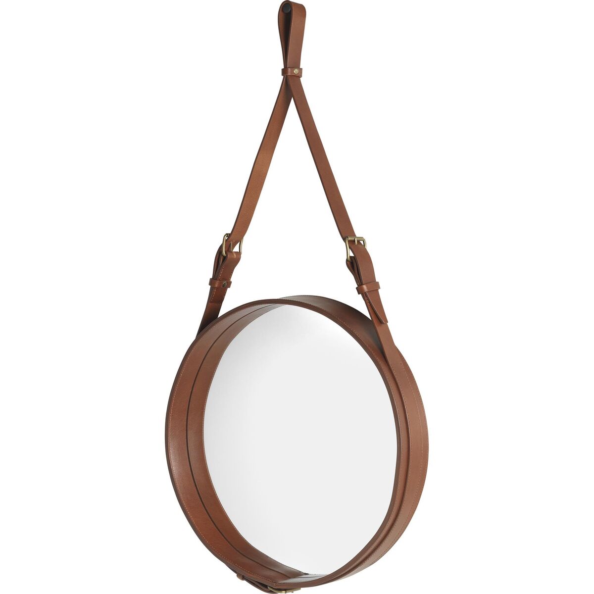 Adnet Väggspegel Cirkulär Tan Läder Ø45 cm