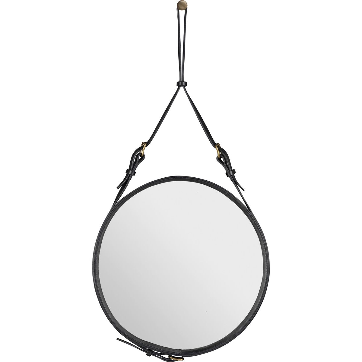 Adnet Väggspegel Cirkulär Svart Läder Ø45 cm