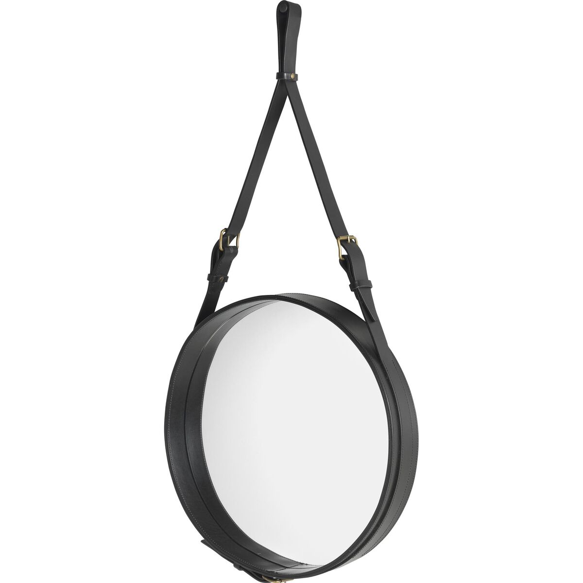 Adnet Väggspegel Cirkulär Svart Läder Ø45 cm