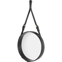 Adnet Väggspegel Cirkulär Svart Läder Ø45 cm