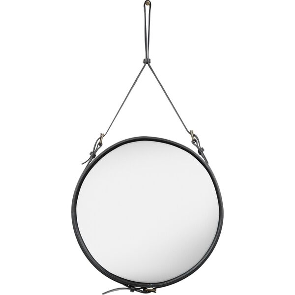 Adnet Wall Mirror Circular Black Leather Ø58 cm