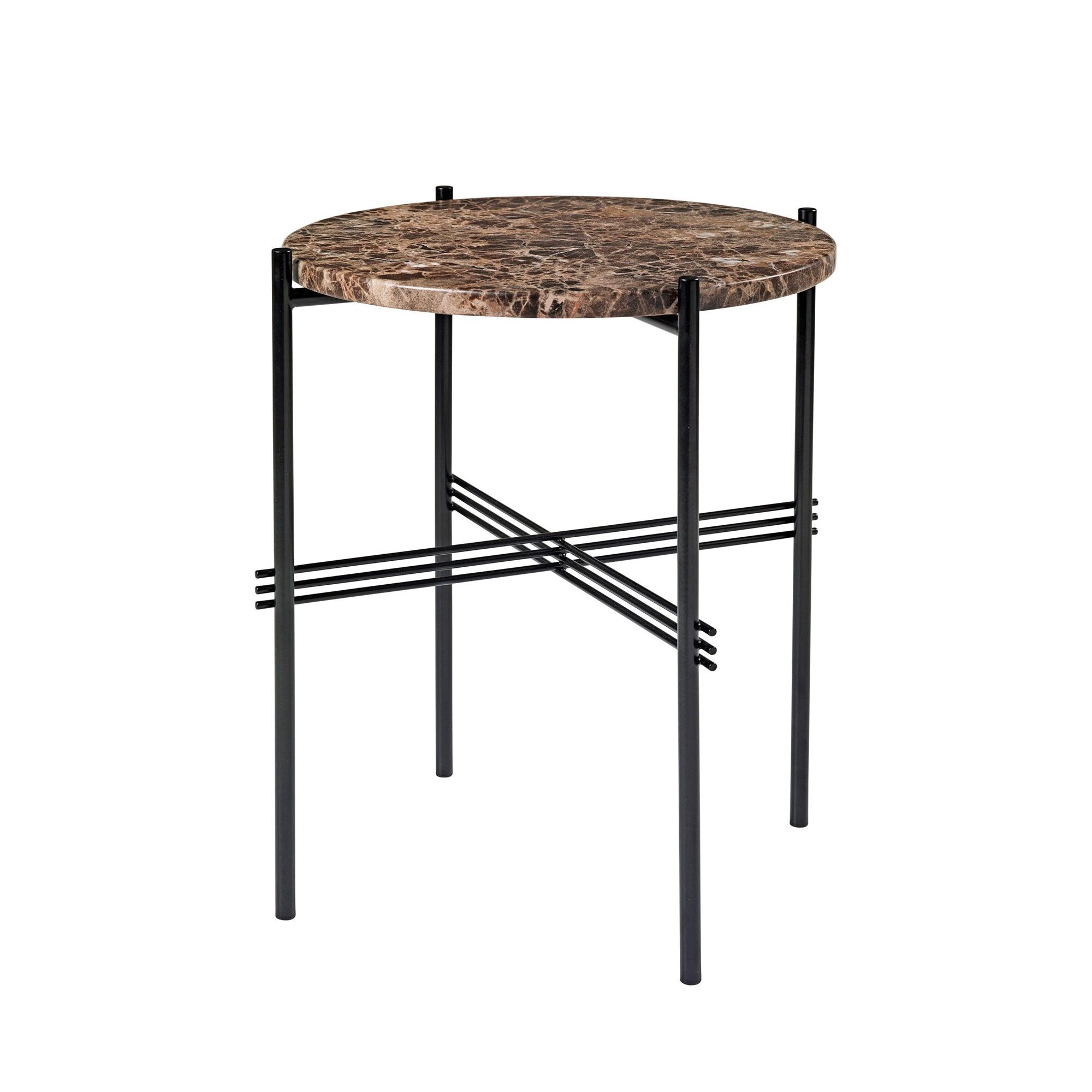 TS Sidebord Rundt 40 Sort/Brun Emperador Marmor